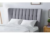 4ft6 Double Tasmin light grey fabric upholstered bed frame bedstead. Tall, High curved headend 3